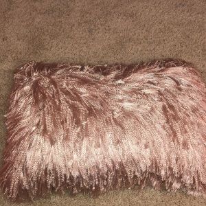 Cute shaggy rose gold pillow!
